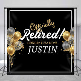 Aperturee - Custom Gold Black Retirement Celebration Party Backdrop
